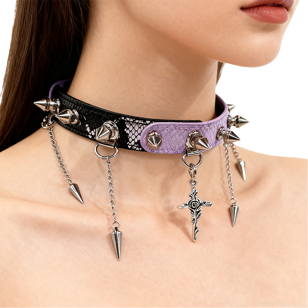 Punk Color-blocked Collar